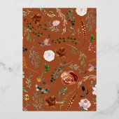 Zwarte terracotta botanische elegante herten bloem folie feestdagenkaart (Achterkant)