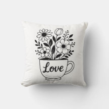  zwarte theekop met bloemenontwerp