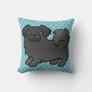 Zwarte Tibetaanse Spaniel Cartoon Hond Kussen