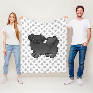Zwarte Tibetaanse Spaniel Mooie Cartoon Hond & Poo Fleece Deken
