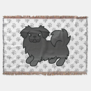 Zwarte Tibetaanse Spaniel Schattige Cartoon Hond Deken