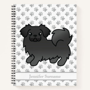 Zwarte Tibetaanse Spaniel Schattige Cartoon Hond & Notitieboek