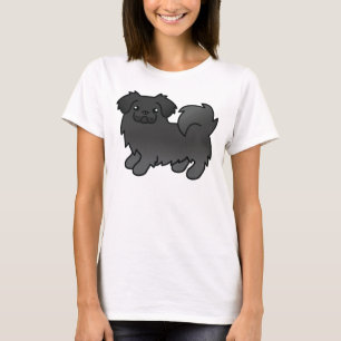 Zwarte Tibetaanse Spaniel Schattige Cartoon Hond T-shirt