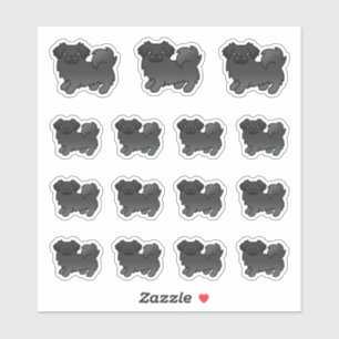 Zwarte Tibetaanse Spaniel Schattige Cartoon Honden Sticker