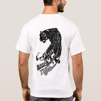 Zwarte tijgervectorkunst met zwarte tijgertekst t-shirt