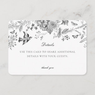 Zwarte Toile Bloemen Details Kaart Invitation Inse