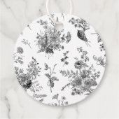 Zwarte Toile De Jouy Bloemendoop Bedankjes Labels (Achterkant)