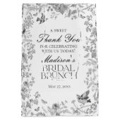 Zwarte Toile De Jouy Bloemige Bruiloft Brunch Favo Medium Cadeauzakje (Achterkant)