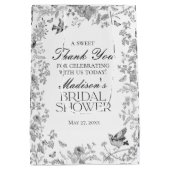 Zwarte Toile De Jouy Bruiloft Favorieten Medium Cadeauzakje (Achterkant)