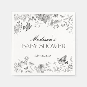 Zwarte Toile De Jouy Vintage Bloemenkraamfeest Servet