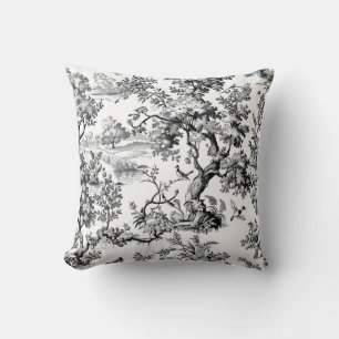 Zwarte Toile Print Kussen
