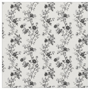 Zwarte Toile Verticale Bloemtakken Stof