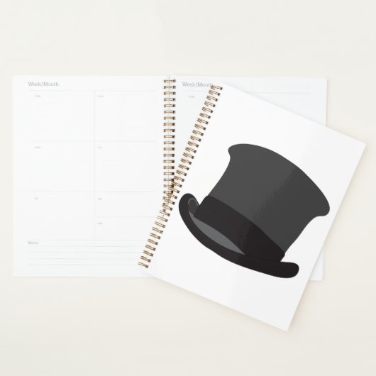 Zwarte Top Hat Spiral Planner (Display)