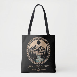Zwarte Tote Bag Bos Rivier Berg