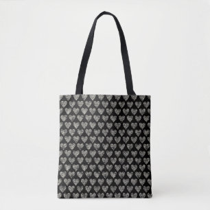 Zwarte Tote Bag met Chic Hartpatroon