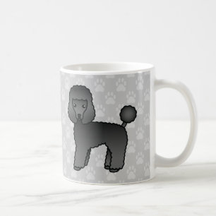 Zwarte Toy Poodle Hond Cartoons Op Grijze Kleur Koffiemok
