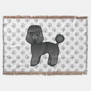 Zwarte Toy Poodle Schattige Cartoon Hond Deken