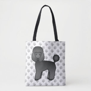 Zwarte Toy Poodle Schattige Cartoon Hond Draagtas