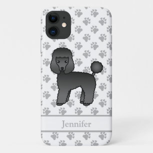 Zwarte Toy Poodle Schattige Cartoon Hond & Naam iPhone 11 Hoesje