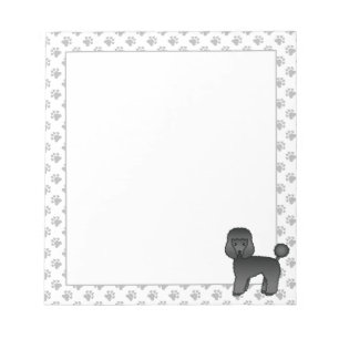 Zwarte Toy Poodle Schattige Cartoon Hond Notitieblok