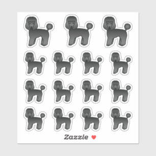 Zwarte Toy Poodle Schattige Cartoon Honden Sticker