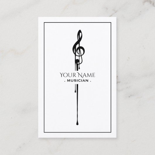 Zwarte Treble Clef smelten Visitekaartje (Voorkant)