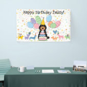 Zwarte Tri Cockapoo Cavapoo Hond Verjaardagsfeestj Spandoek (Beurs)
