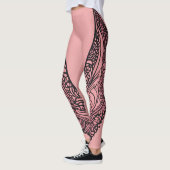 Zwarte Tribale Kant Blozen Roze Vlindervleugel AI- Leggings (Links)