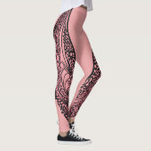 Zwarte Tribale Kant Blozen Roze Vlindervleugel AI- Leggings (Rechts)
