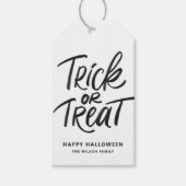 Zwarte Trick or treat Hand Lettering Halloween Cadeaulabel (Voorkant)