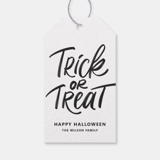 Zwarte Trick or treat Hand Lettering Halloween Cadeaulabel (Achterkant)