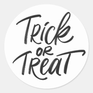 Zwarte Trick or treat Hand Lettering Halloween Ronde Sticker