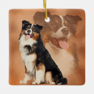 Zwarte tricolor Australian Shepherd - Aussie Keramisch Ornament
