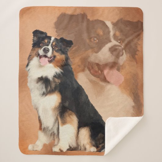 Zwarte tricolor Australian Shepherd - Aussie Sherpa Deken (Voorkant)