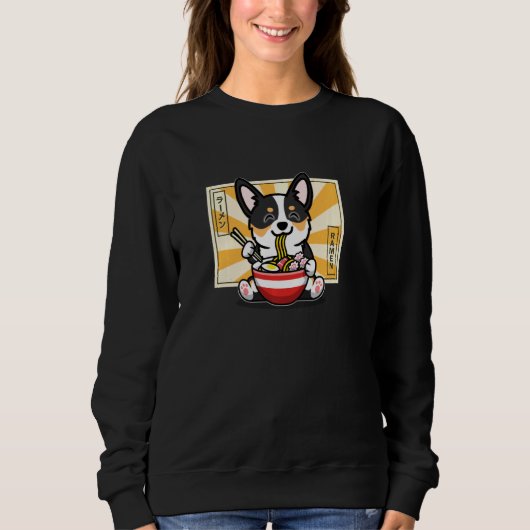 Zwarte Tricolor Corgi Pullover (Voorkant)