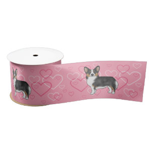 Zwarte Tricolor Pembroke Welsh Corgi Pink Hearts Lint