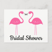 Zwarte Tropische Strand Roze Flamingo Bruidsfeest  Uitnodiging Briefkaart (Voorkant)