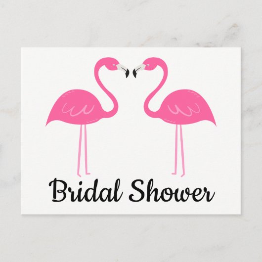 Zwarte Tropische Strand Roze Flamingo Bruidsfeest  Uitnodiging Briefkaart (Voorkant)