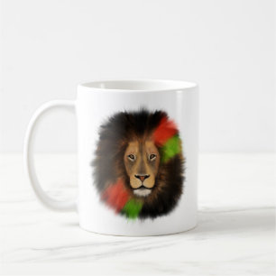 zwarte trots leeuw rood groen eenheid jungle kat k koffiemok