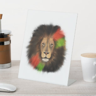 zwarte trots leeuw rood groen eenheid jungle kat k reclamebord met voetstuk
