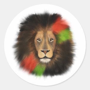 zwarte trots leeuw rood groen eenheid jungle kat k ronde sticker