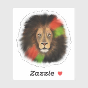 zwarte trots leeuw rood groen eenheid jungle kat k sticker
