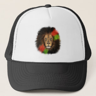 zwarte trots leeuw rood groen eenheid jungle kat k trucker pet