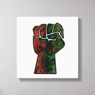zwarte trots rode groene vuist pan Afrikaanse vlag Canvas Afdruk