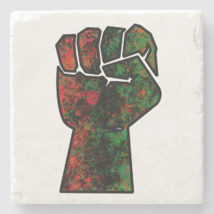 zwarte trots rode groene vuist pan Afrikaanse vlag Stenen Onderzetter