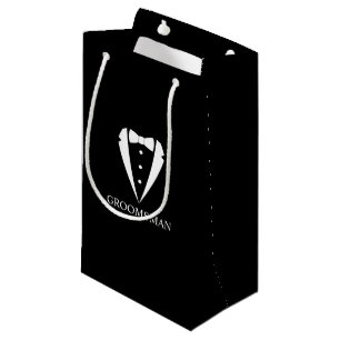 Zwarte Trouw Tuxedo Pak en Strik voor Bruidsjonker Klein Cadeauzakje