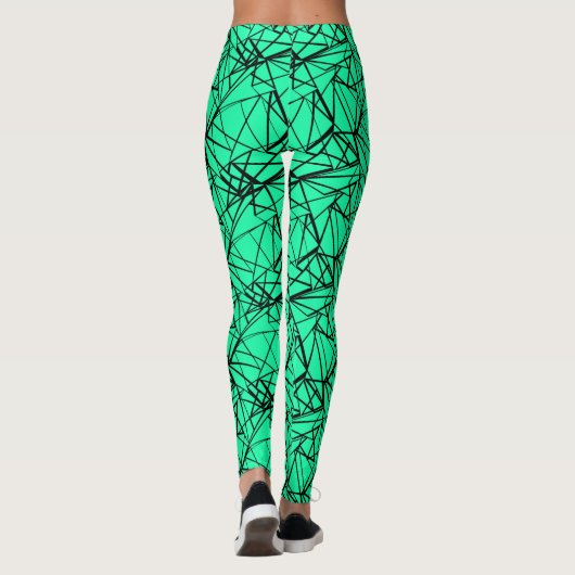 Zwarte turkooizen abstract leggings (Achterkant)