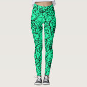 Zwarte turkooizen abstract leggings (Voorkant)