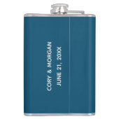 Zwarte Tux met Blue Vest Personalize Wedding Heupfles (Achterkant)