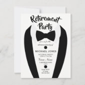 Zwarte Tuxedo Bow Stropdas Pensioenpartij Uitnodig Kaart (Voorkant)